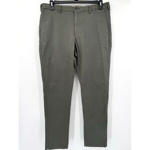 Uniqlo Pants Mens 36x34 Green Chino Flat Front Mid Rise Cotton Spandex Blend